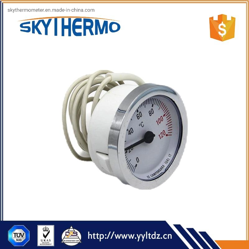 Chrome-Plated Ring Dial Plastic Capillary Thermometer 0-120 Used on Bolier with PVC Coated Capillary