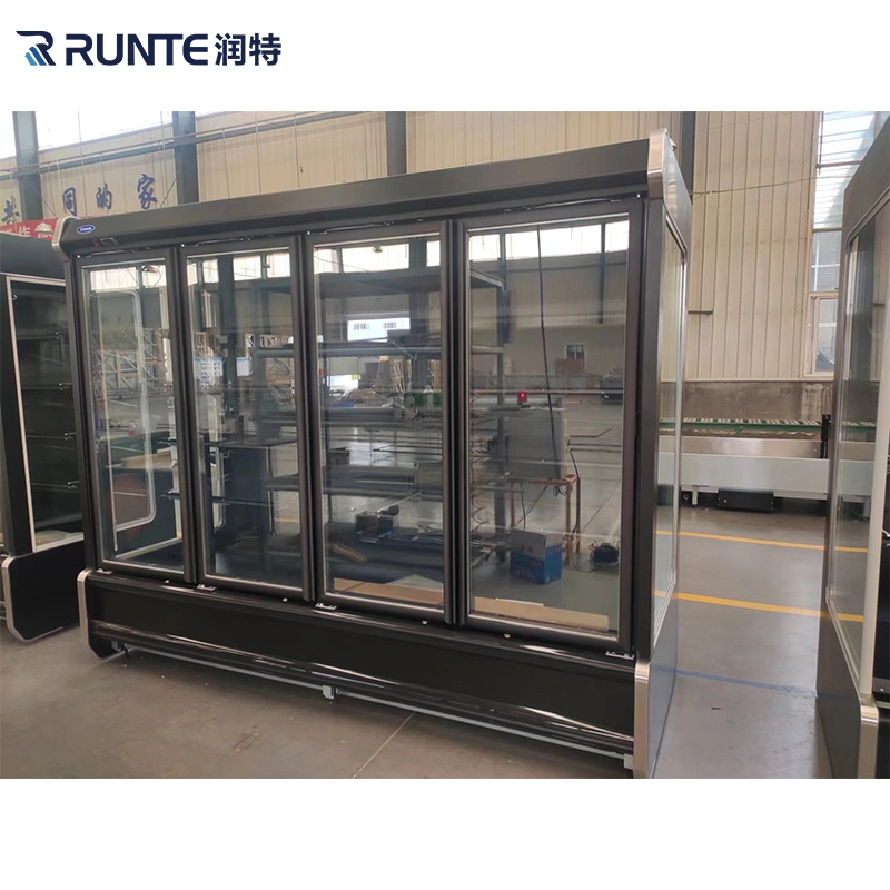 Factory Self-Manufactured Supermarket Display Food and Beverages Supermarket Restaurant Upright Glass Door Freezer and Refrigerator Cabinet