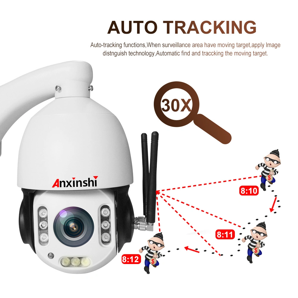 Anxinshi 5MP Starlight 3G 4G Wireless Auto Tracking Câmara IP