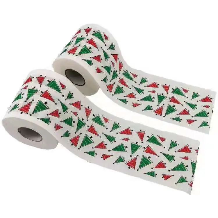 ¡Venta caliente! ! Papel higiénico de pulpa de madera virgen de Merry X'mas patrón especial para la diversión y la fiesta papel higiénico y toallitas de limpieza