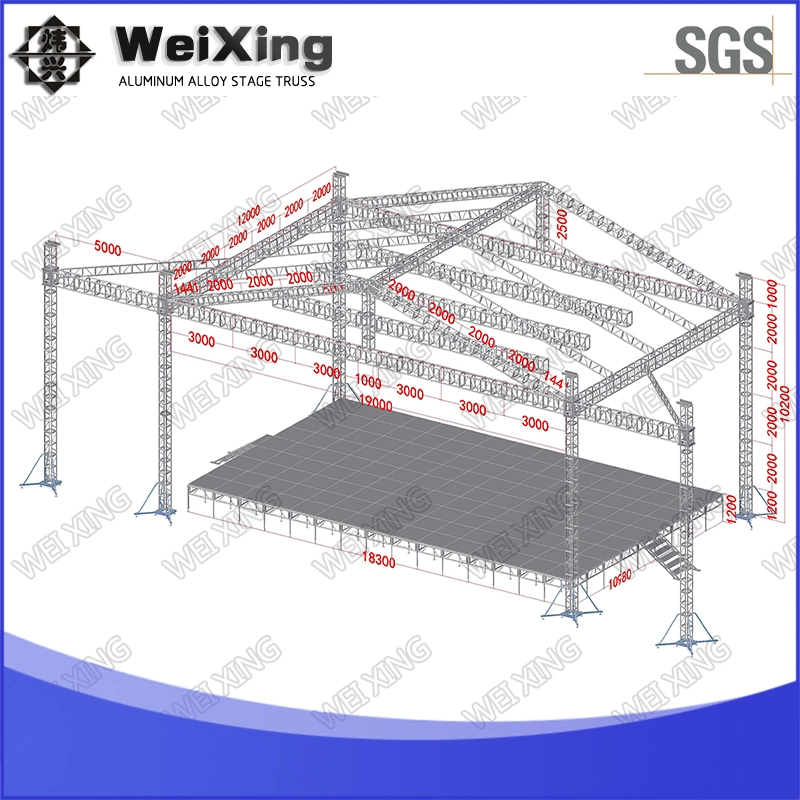 29mx12m, Height 10m Low Price Easy Install Aluminum Roof Truss Lighting Truss System on Sale Withtuv Certificate 400mm Aluminium Spigot Assembling Stage Truss