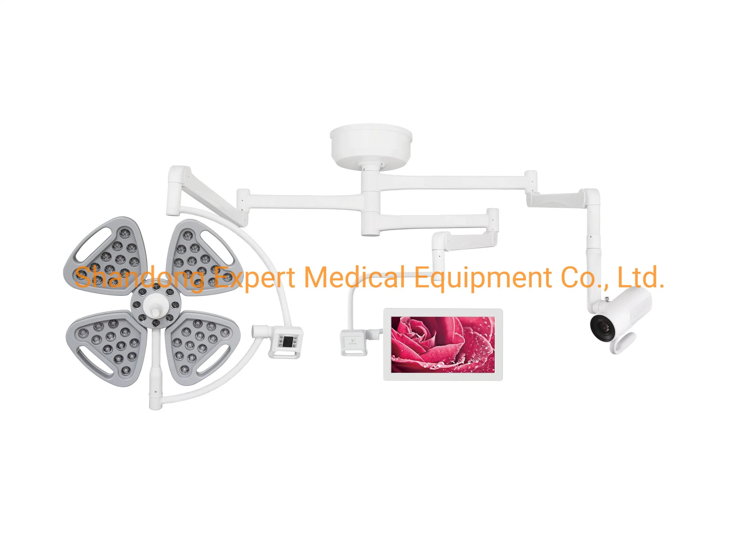 Medical Double Dome Ceiling Mounted Surgical Shadowless LED Operating Light with Camera Hospital