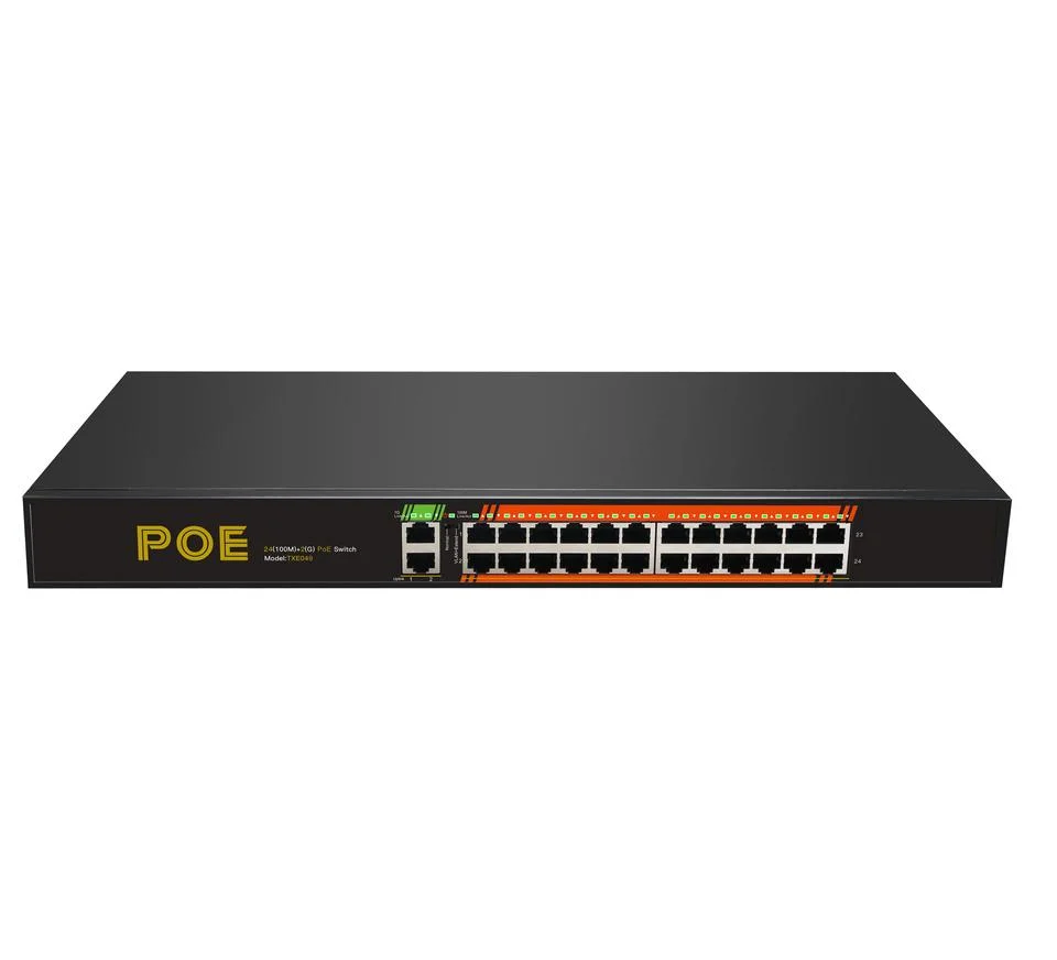 CCTV Gigabit OEM de 4 8 16 24 32 48 puertos Network Ethernet Poe Switch 48V 10/100/1000m Equipo de fibra óptica Poe Interruptor