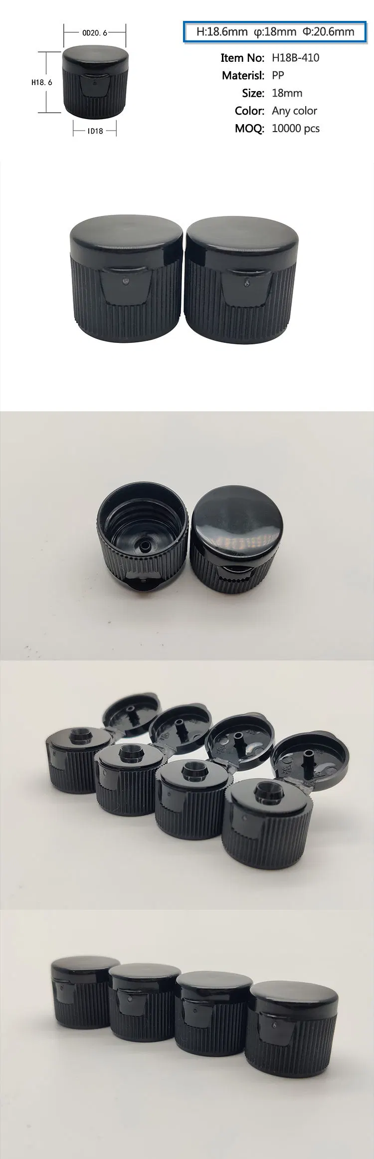 20mm 24mm 28mm Screw Cap Plastic Lids Cosmetic Packaging Plastic Flip Top Cap