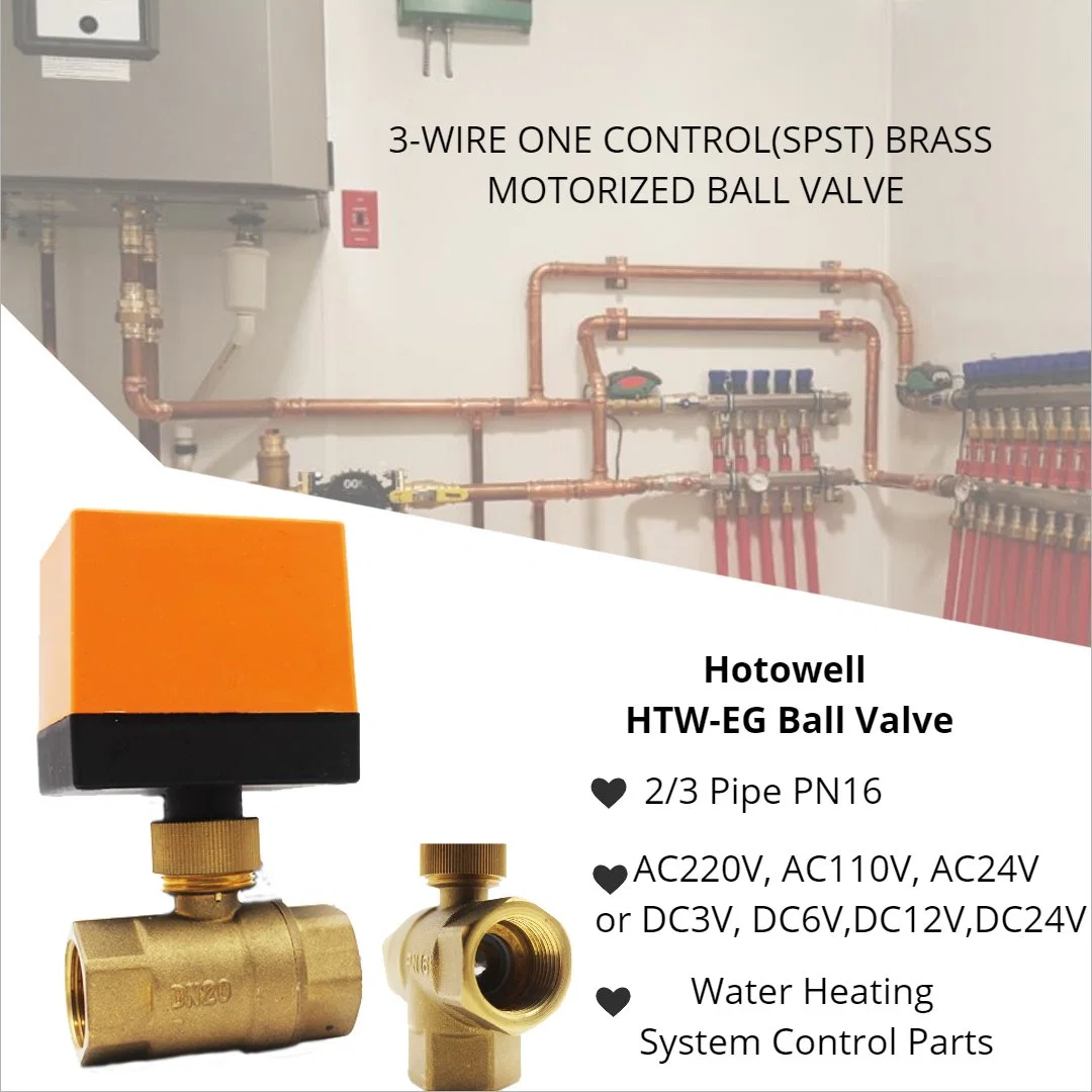 2 Way Water Underfloor Heating Parts Motorized Actuator Zone Brass Valve