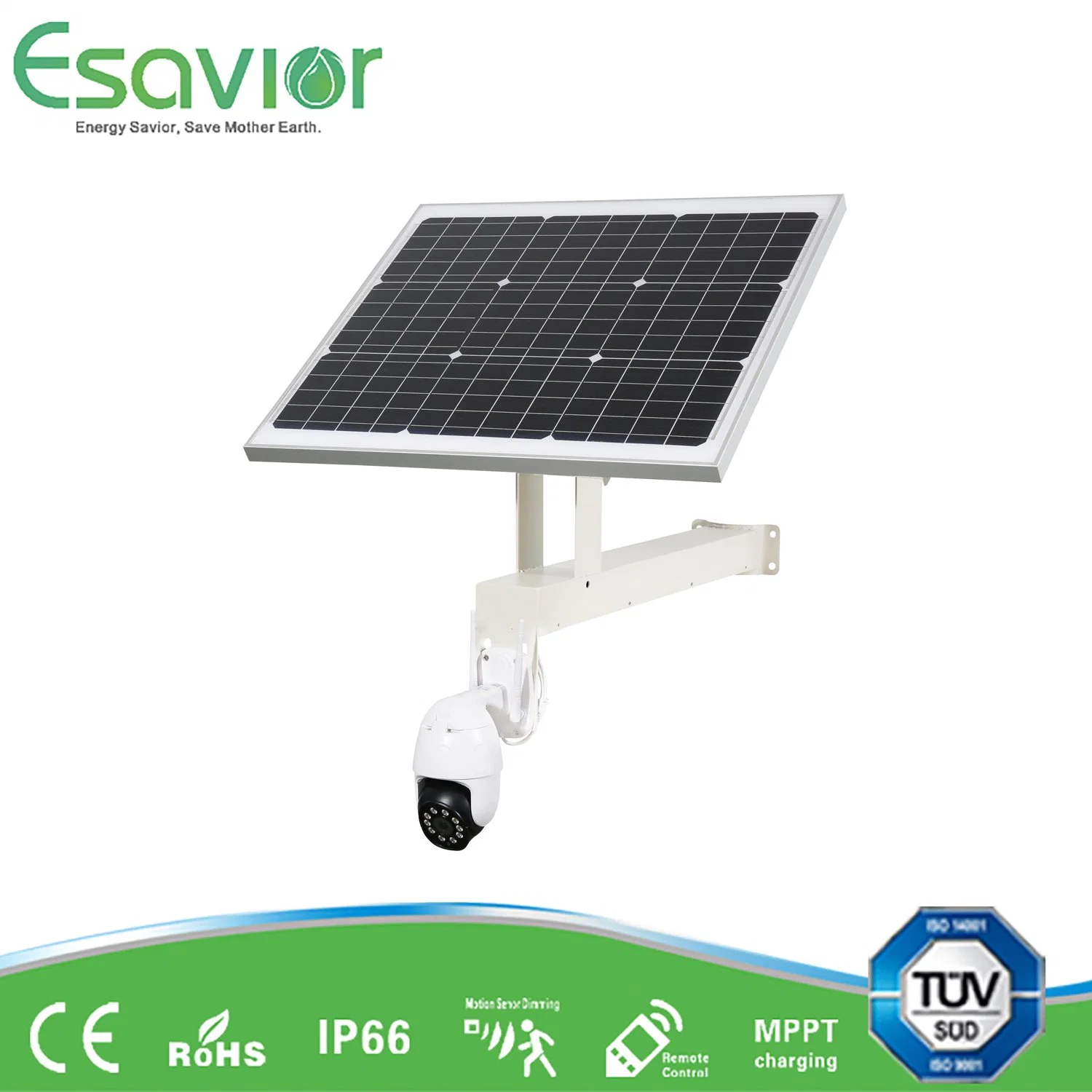 Esavior Solar Powered IP/CCTV Camera with 3MP HD/4G Network/IP66 Warterproof/Remote Voice Chatting/Full Color/360&deg; Full Shot/Remote Alarm/Micro SD