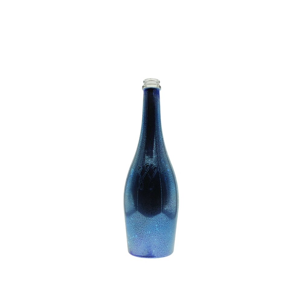 750ml Glass Bordeaux Wine Bottle Flat-Bottomed Cork Finish - Case of 12 - Cobalt Blue