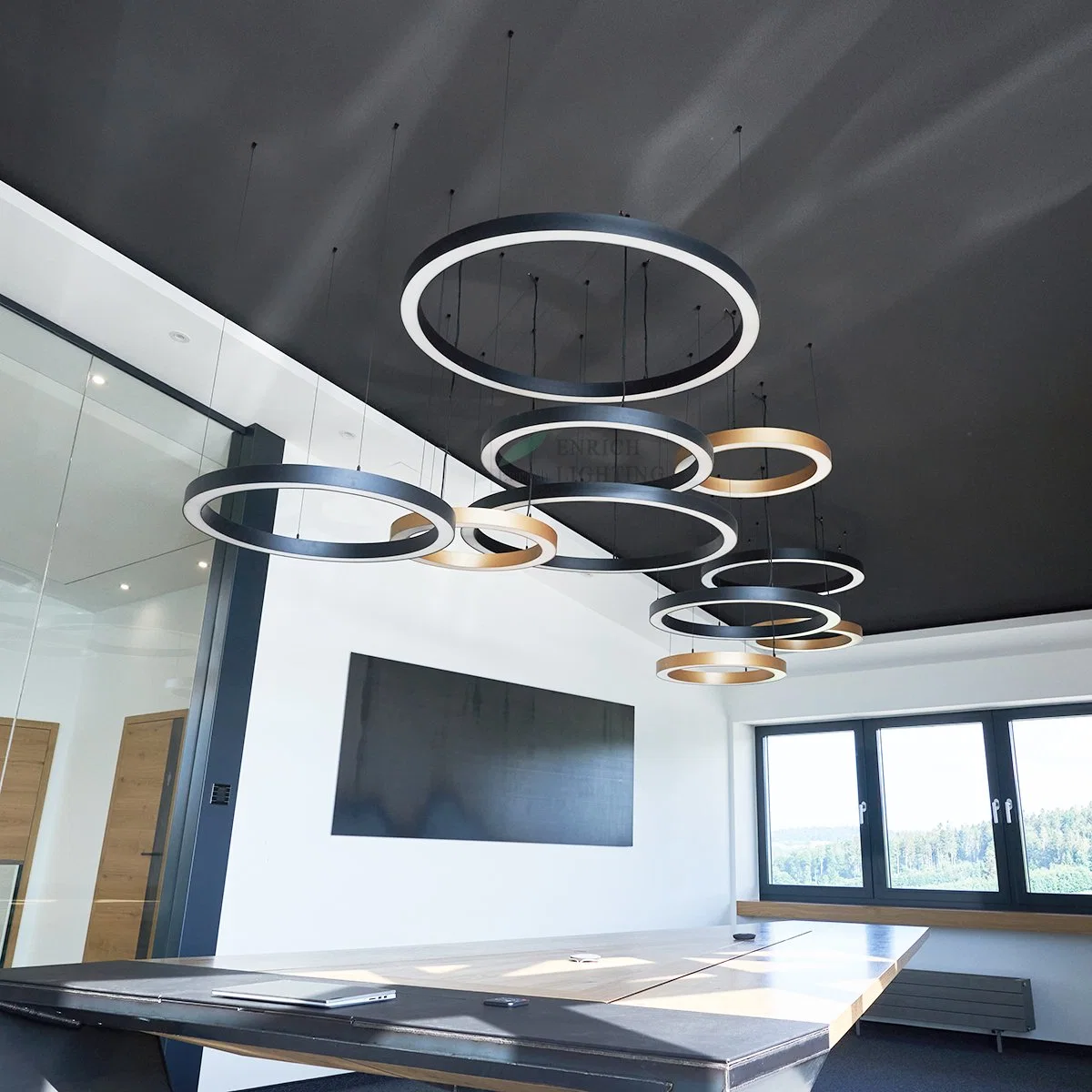 Modern Ceiling Lights Fixtures LED Ring Suspended Light Indoor Pendant Circular Light