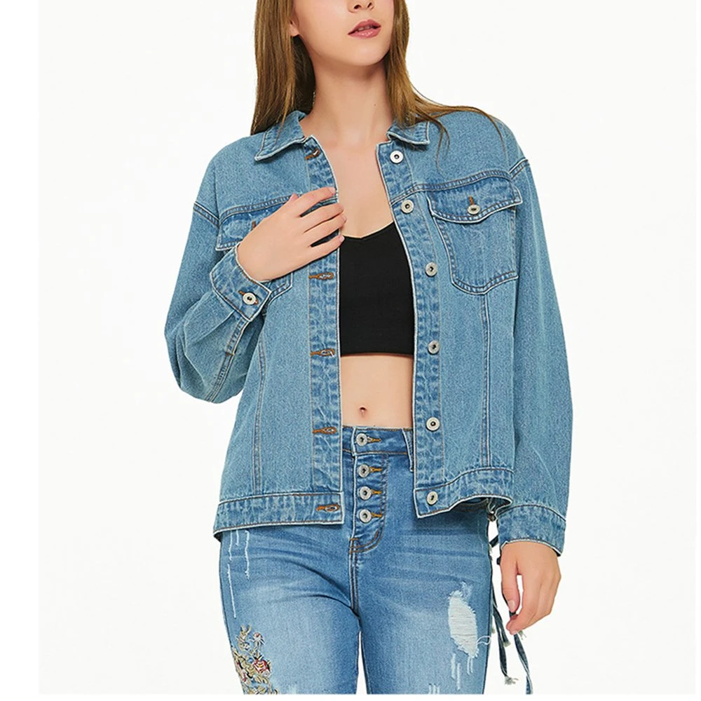 Sexy Design Blue Denim Jacket Women Short Jean Denim Coat Ladies Bike Jackets Woman Apparel