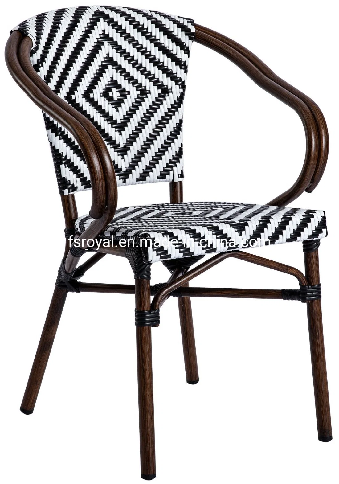 Paris French Furniture Outdoor Stackable Bistro PE Rattan Dining Chair