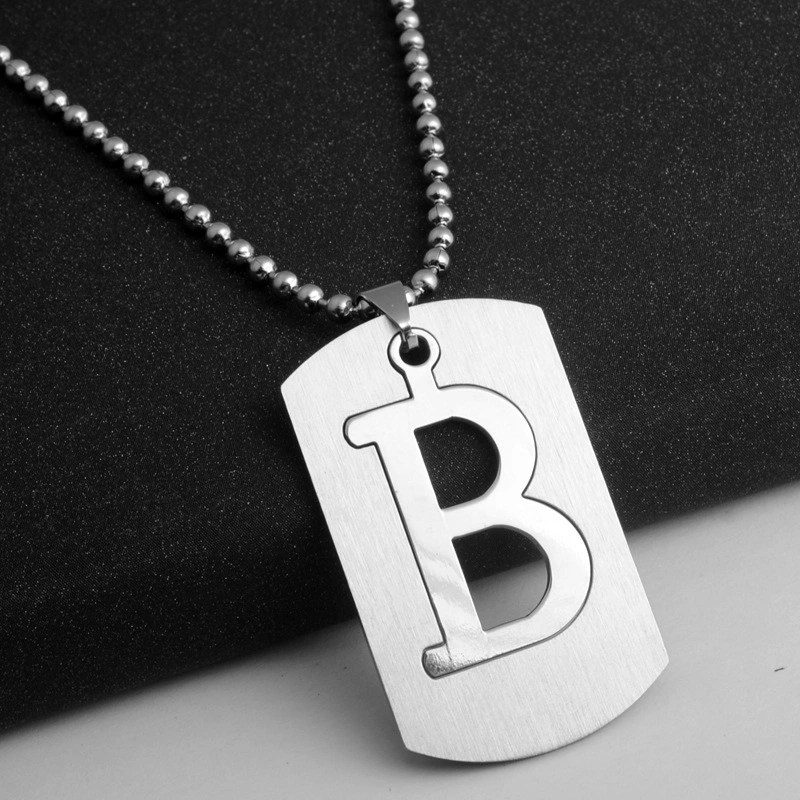 Men&prime; S Necklace Long Necklace Stainless Steel Sweater Chain 26 Letter Necklace Girls&prime; Dress Accessories Pendant Jewellery