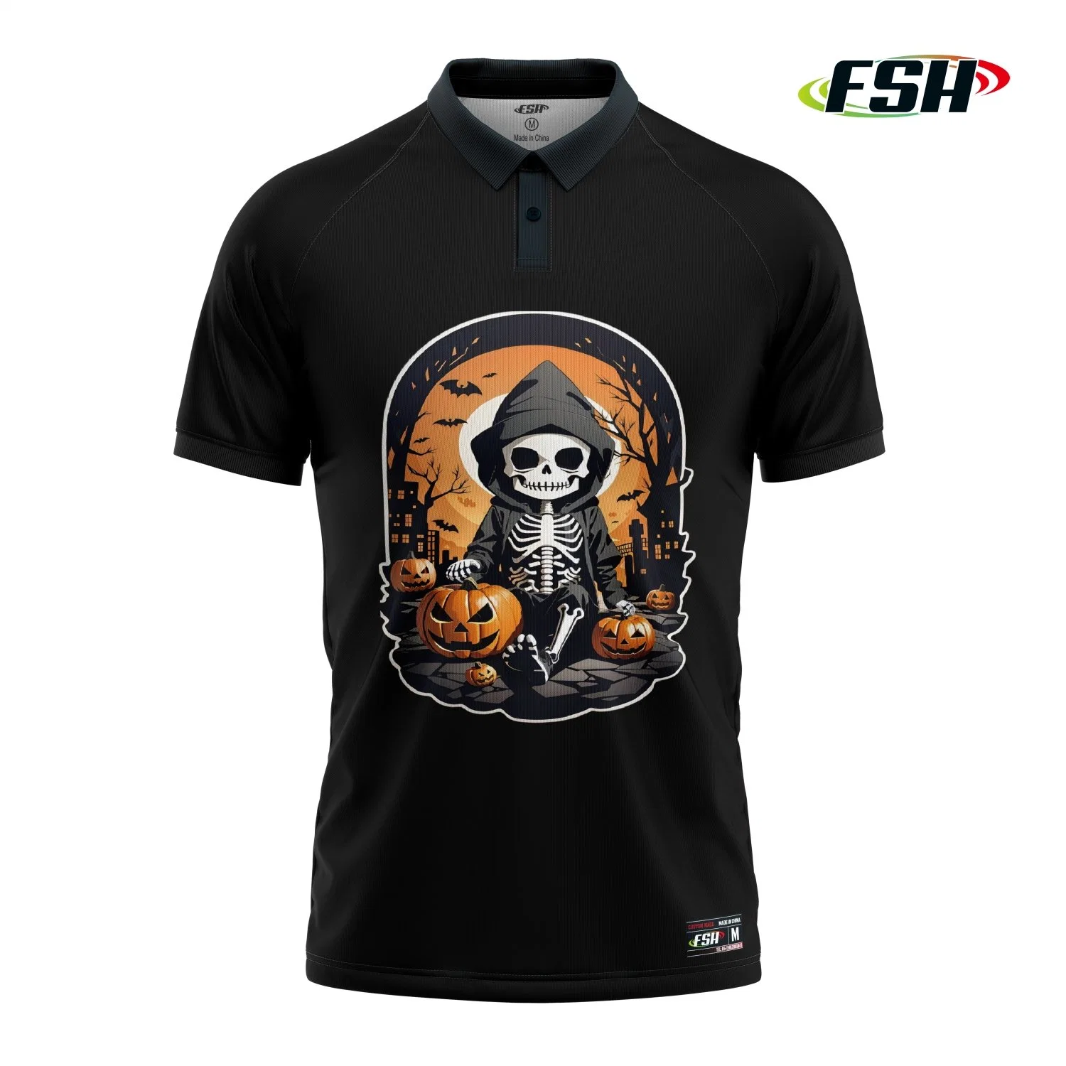 New Design Embroidered Print Halloween Breathable High quality/High cost performance  Short Sleeve Polo Shirt