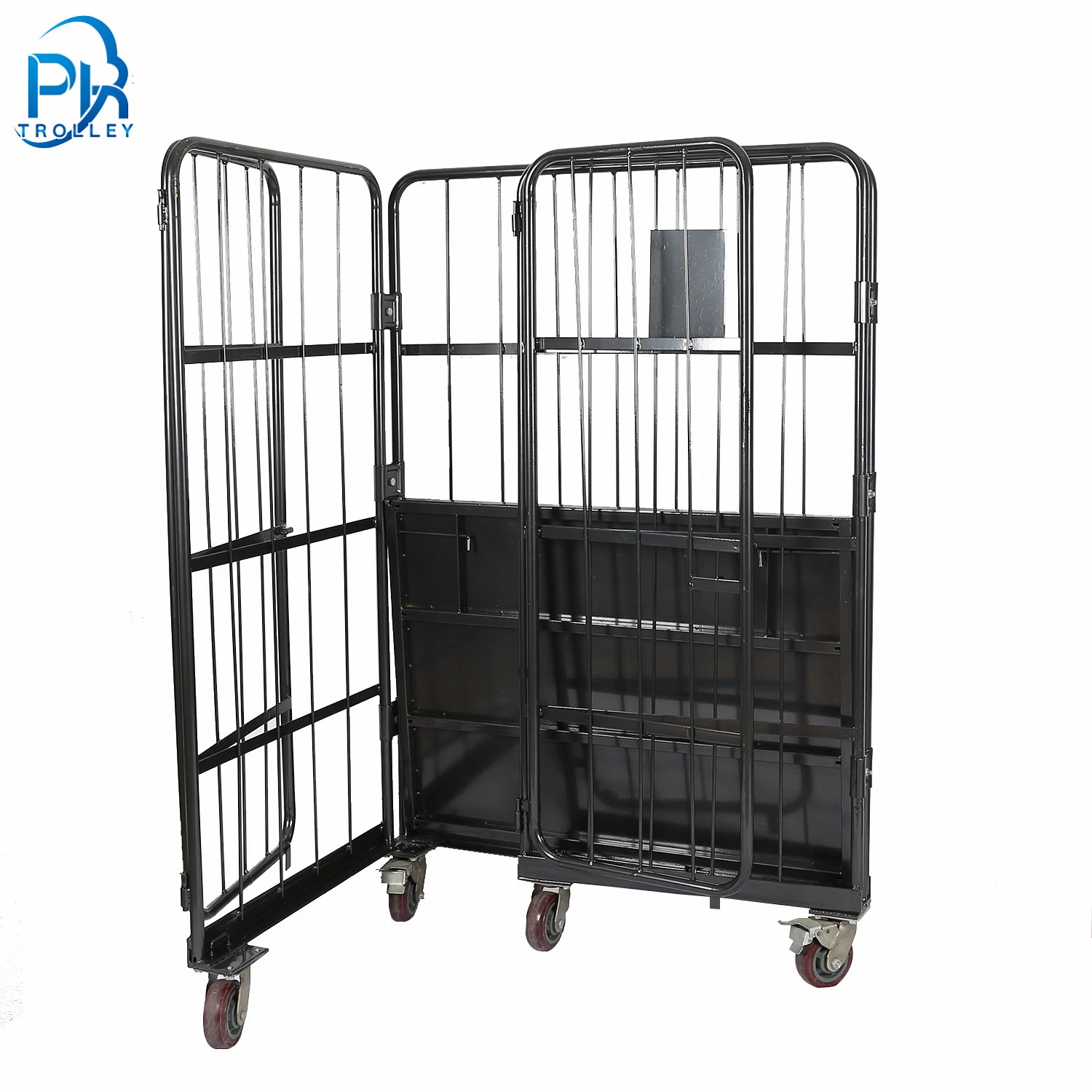 Metal Galvanized 4 Side Stackable 500kgs Loading Capacity Roll Cage Container