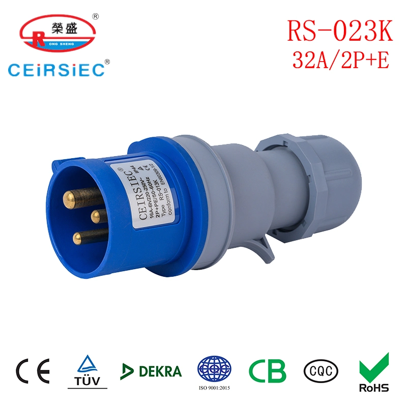 32A Single Phase Industrial Connector for European Standard IP44 Nylon in-Line Socket