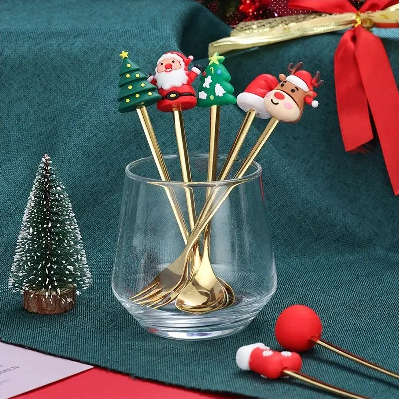 Ensemble de cuillères de Noël, ensemble de couverts, cuillère à dessert, cuillère à café, cuillère de Noël et ensemble de fourchettes.