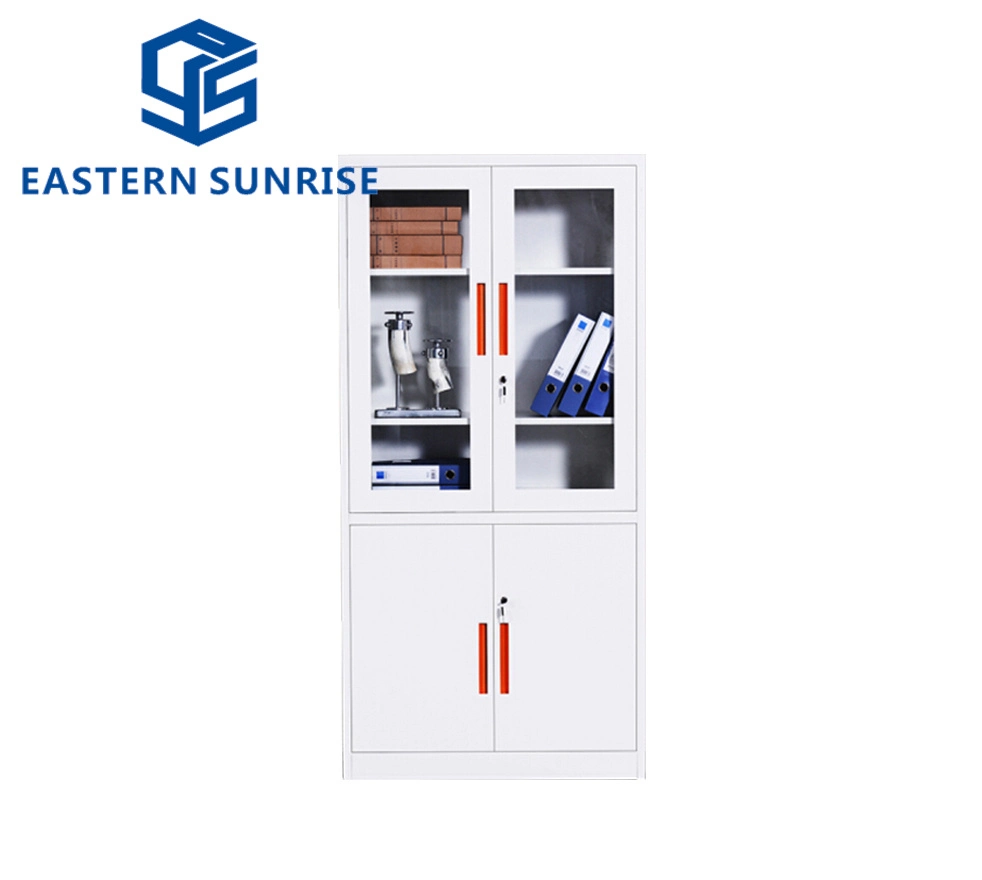 Metal Filing Storage Cabinet with Glass Door and Steel Door