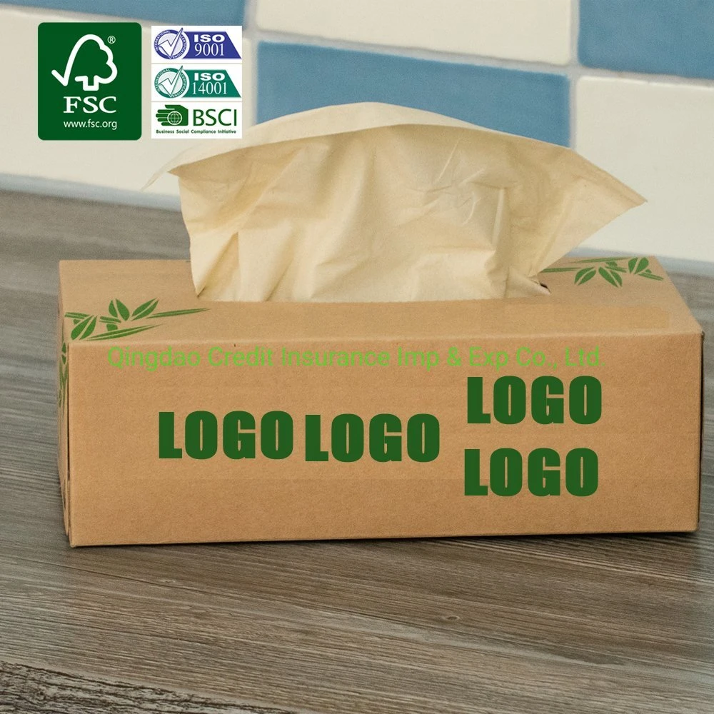 Eco-Friendly Compostable Biodegradable Unbleached Natural Color 100%Bamboo Facial Tissue