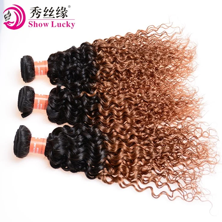 Stock Immediate Shipment Ombre 1b/30 Kinky Curly Remy Indian Human Hair Weaving