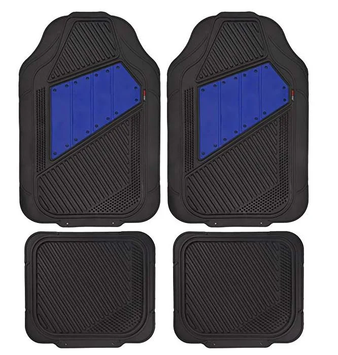 Tapis protecteurs de voiture en caoutchouc bicolore pour les modèles noir et Tapis protecteurs bleus pour voitures