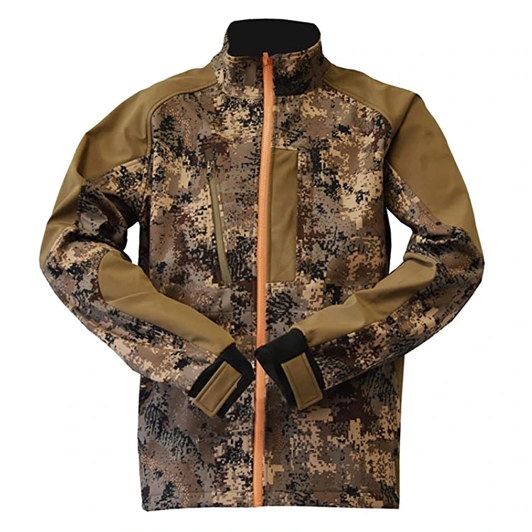 Men Digital Desert Camo Hunting Softshell Waterproof Repellent Fleece Jackets