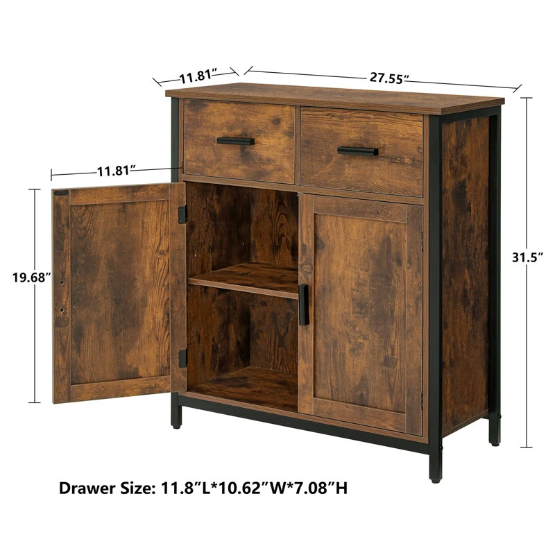 Tall Dresserwith Sturdy Metal Frame Lving Room Cabinet