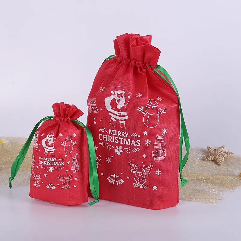 La flanelle de Noël Fu sac de bonbons de fruits de la paix rouge sac cadeau de mariage coulisse Bundle collection de cadeaux de poche