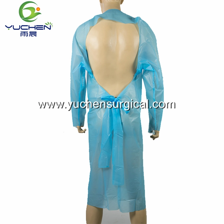 Disposable Isolation CPE Plastic Gown 50gram/PC Factory Direct Sale