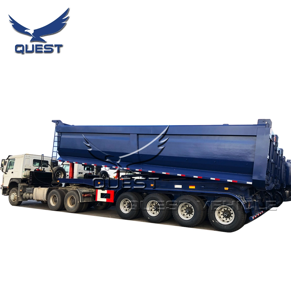 4 Axis 80 Ton Hydraulic Self Unloading Rear Dump Semi Trailer for Sale