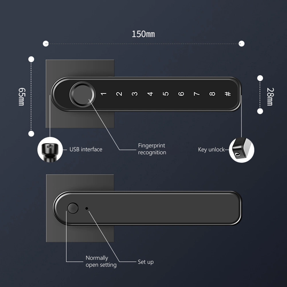 Smart Lock app Control Fingerprint Password Houshole lever Lock (قفل التحكم في التطبيقات باستخدام Smart Lock أقفال الأبواب الإلكترونية للمكاتب المنزلية