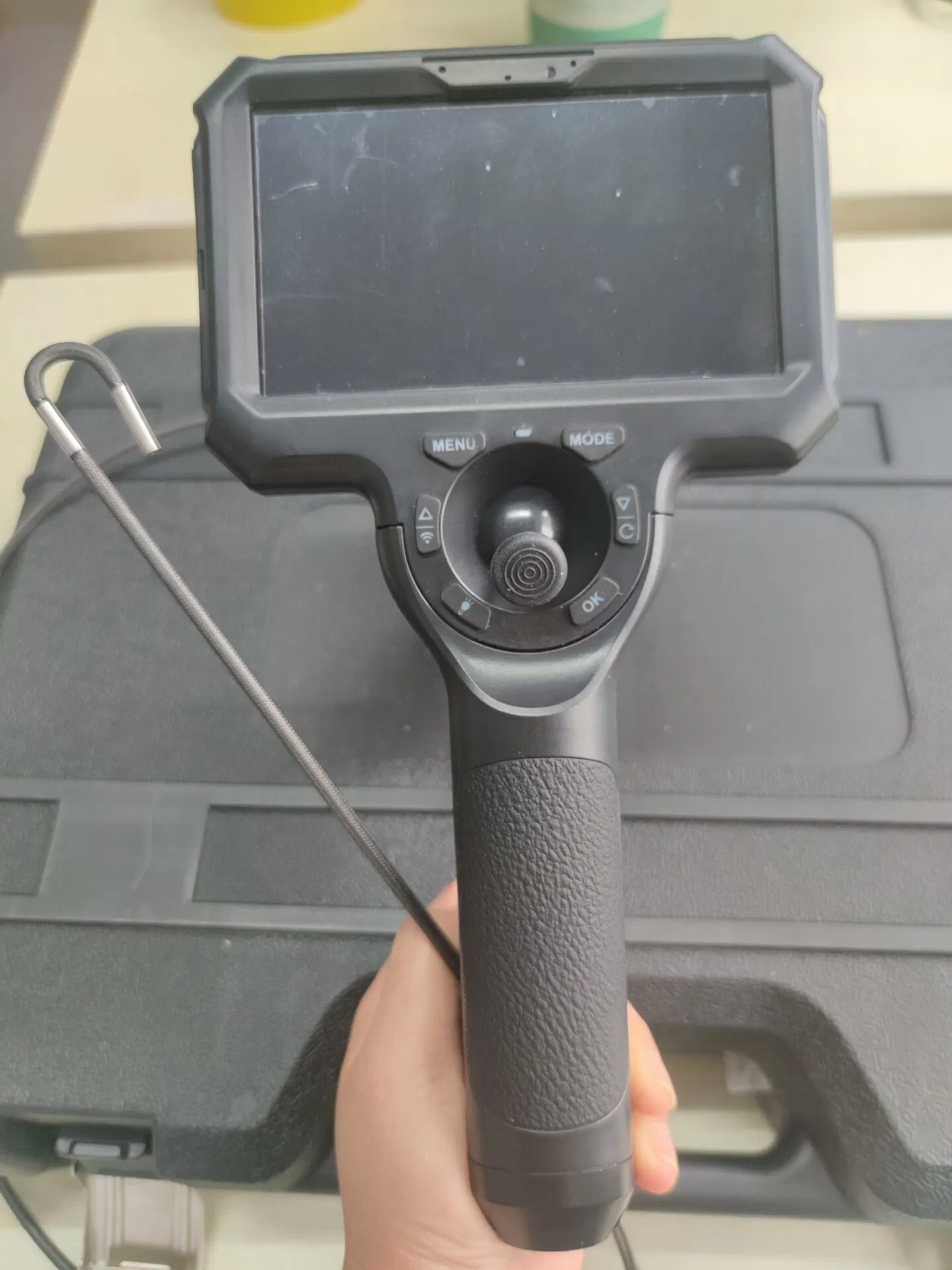 Flexible Industrial Video Endoscope with 3.9mm Probe Lens, 5 Inches Display, 360 Degree Joystick Articulation, Waterproof IP67