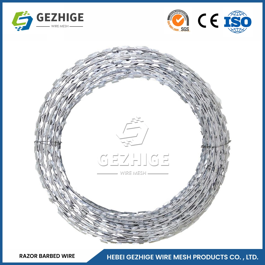 Gezhige Stainless Barbed Wire Wholesaler 3 Strands Steel Wire High Security Razor Barbed Wire China 16#X18# Swg Flexible Razor Barbed Wire