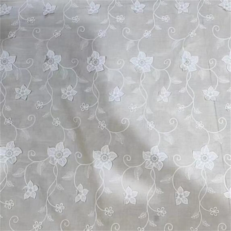 Latest Design Embroidery Lace Textile Ivory Home Curtain Decoration Cotton Fabric