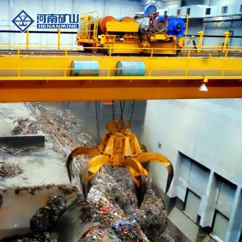 Double Girder Overhead Garbage Crane with Grab Bucket