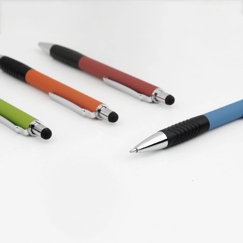 Rubberized Promotional Personalized Touch Screen Stylus Aluminum Metal Ballpoint Pen