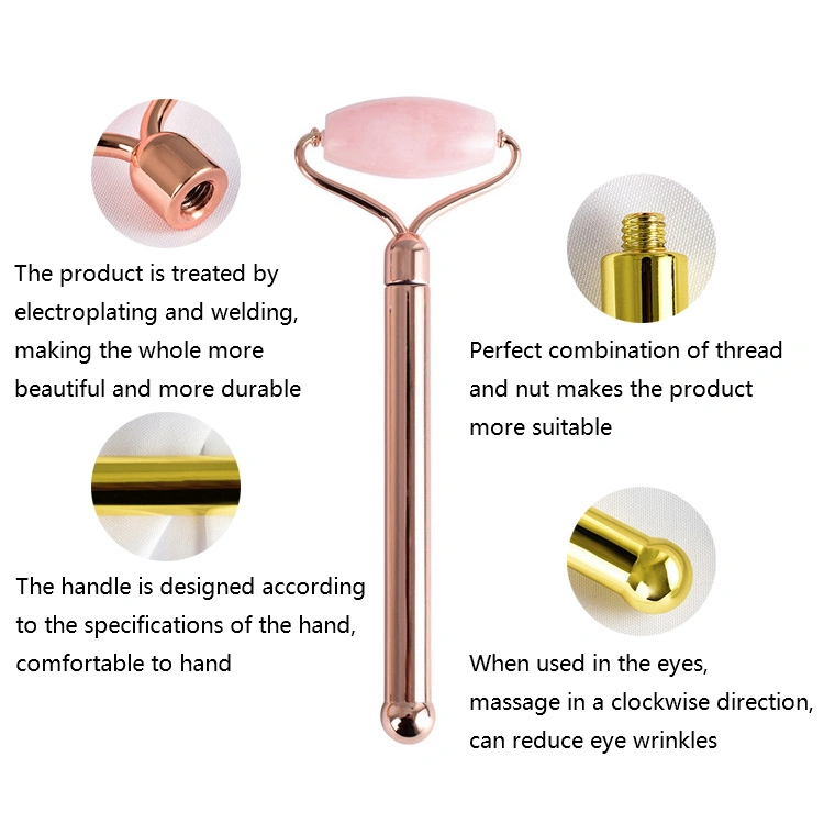 Outils pour le visage Rose Quartz Jade Roller Rose 3 en 1 Soin de la peau imperméable Yeptools visage masseur facial rouleau de Jade naturel Bricolage un bâton pour trois têtes Creative facial