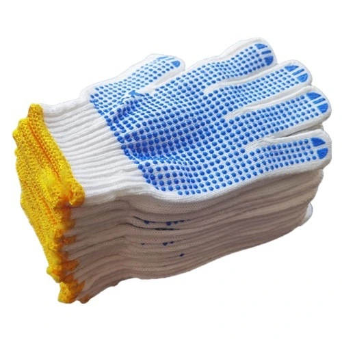 Gants de protection de travail anti-dérapant en coton à maille torsadée en polyester Avec points