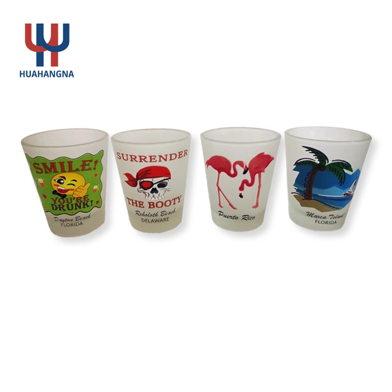 Custom Custom Custom Logo Shot Glass sublimación impresión completa Souvenir turístico Vaso de whisky