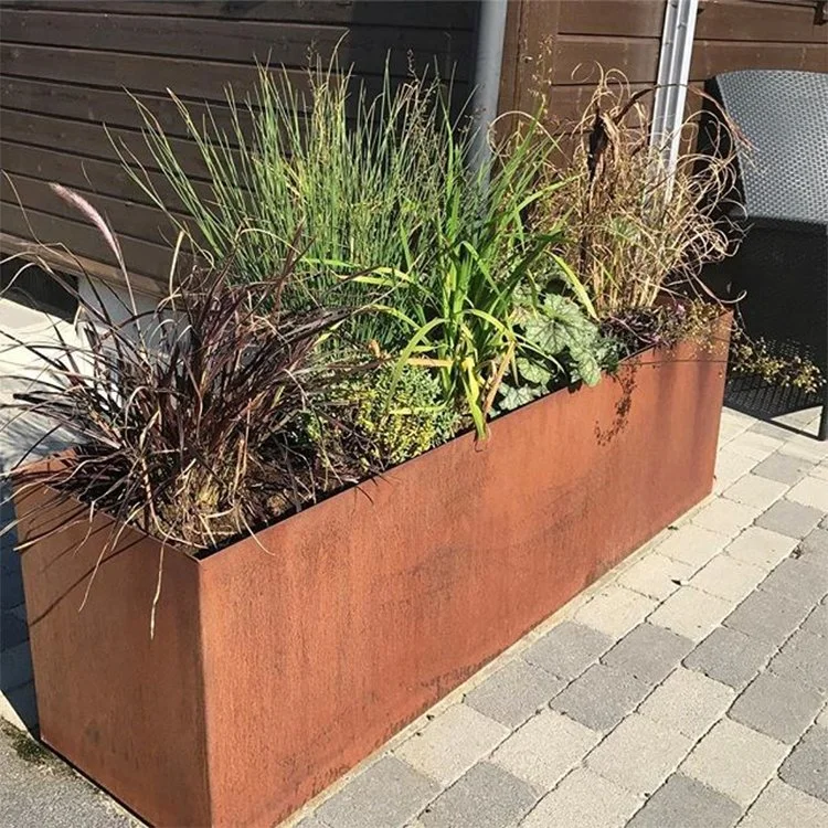 Planter Rectangle Steel Corten Steel Flower Pot Large