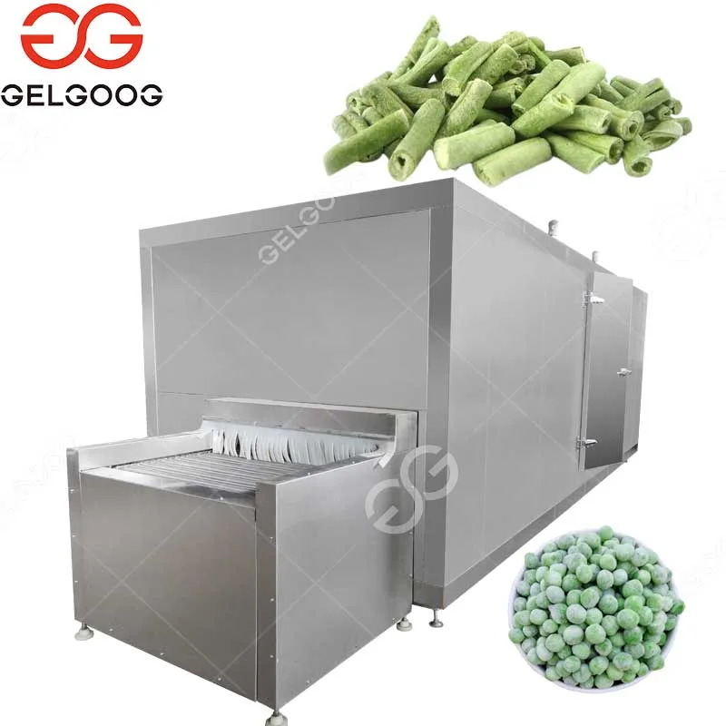 IQF Tunnel Food Freezer Tunnel Deep Freezer IQF Machine Frozen Food Chiller Frozen Green Beans Vegetables Processing Machine