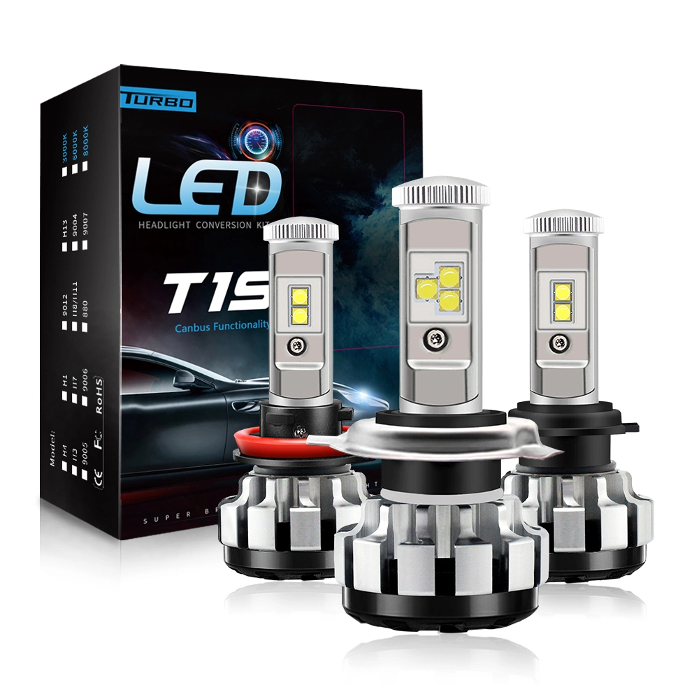 Auto Lighting System T1s LED Headlight Bulbs 80W 8000lm Car Lighting with USA Chips H1 H3 H7 H8 H9 H11 9005 9006 9012 880 H4 H13 9004 9007 LED Light