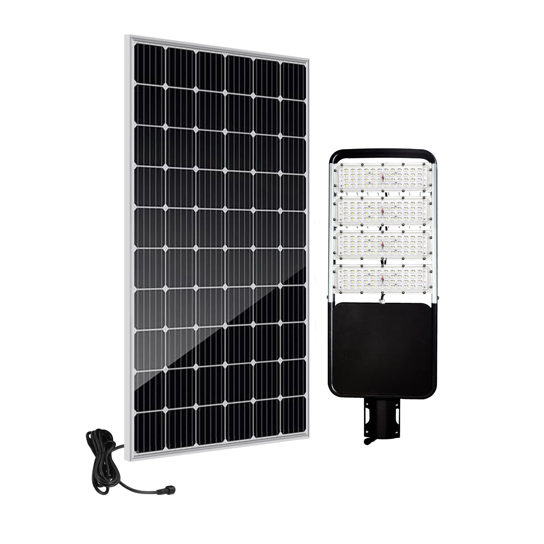 Outdoor All in Two IP66 80W 100W Waterproof Dusk to Dawn Solar Panel PV Energy Powered Flood Outdoor CCTV LED Road/Garden/Street Light with Lithium Battery