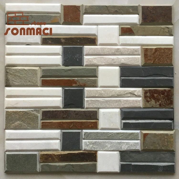 Multi Color Slate Glued Ledgestone Panel Wall Tiles