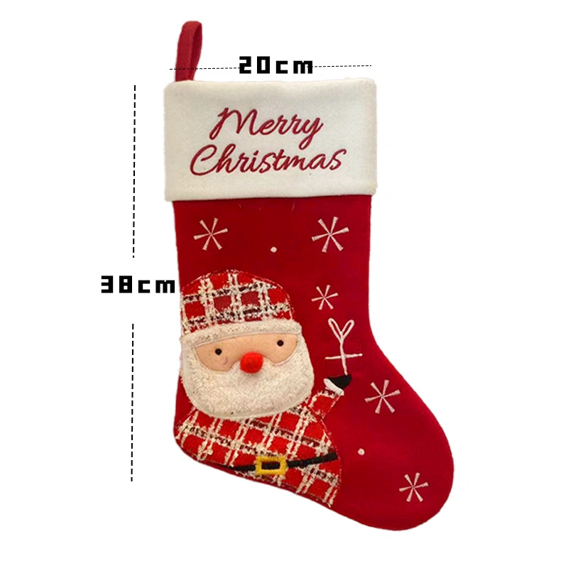 Cartoon Christmas Stocking Gift Christmas Snowman Pattern Christmas Decoration Pendant Gift