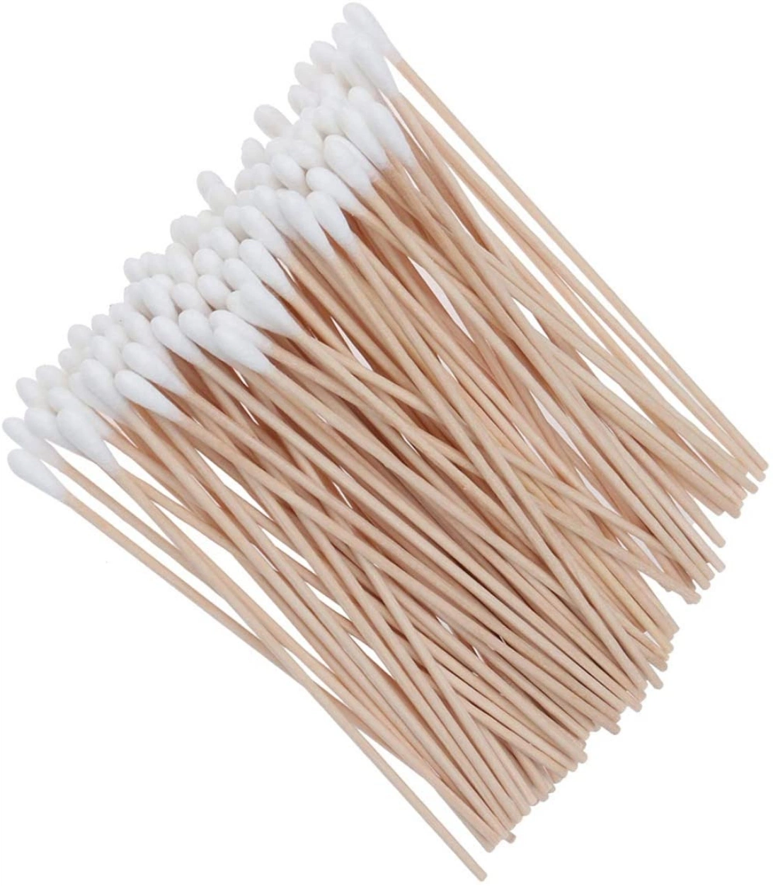 100pcs Doppelkopf-Wattebausch Bamboo Cotton Tupfer Holzstäbchen Einweg-Knospen Baumwolle für Nasenohren Reinigungswerkzeuge