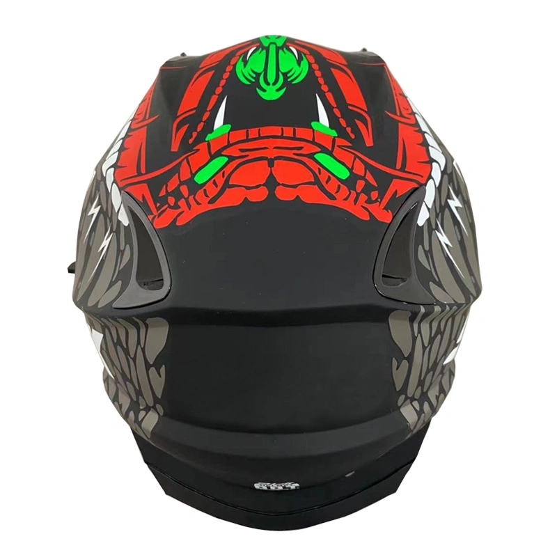 2023 Un punto de cara completa gráfico nuevo casco Visor de doble casco de motocicleta