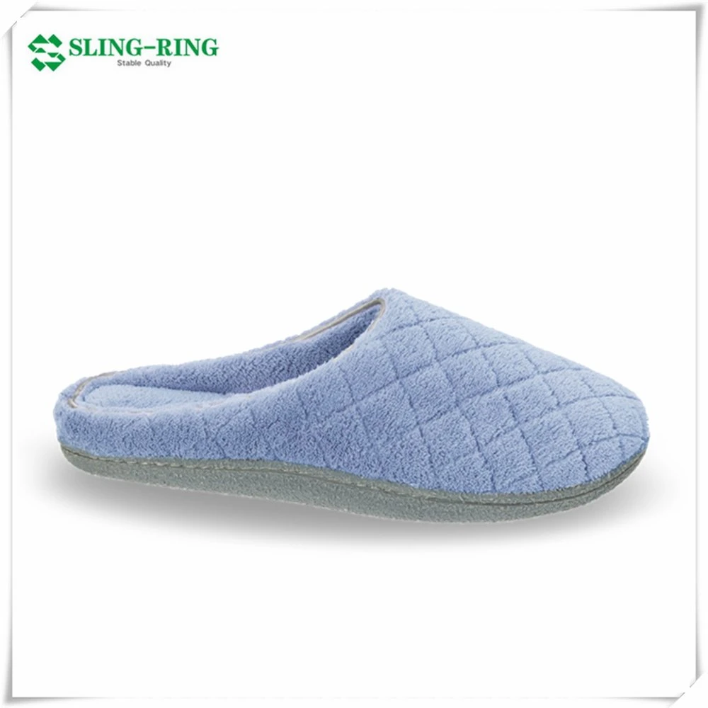 نساء ينمّعن نعال فاور ملوّنة مع شريط مطاطي عند الكاحل شرائح الشتاء Home Slipper Slip-on الوثيرة والنعال الداخلية الدافئة الوثيرة شرائح مريحة