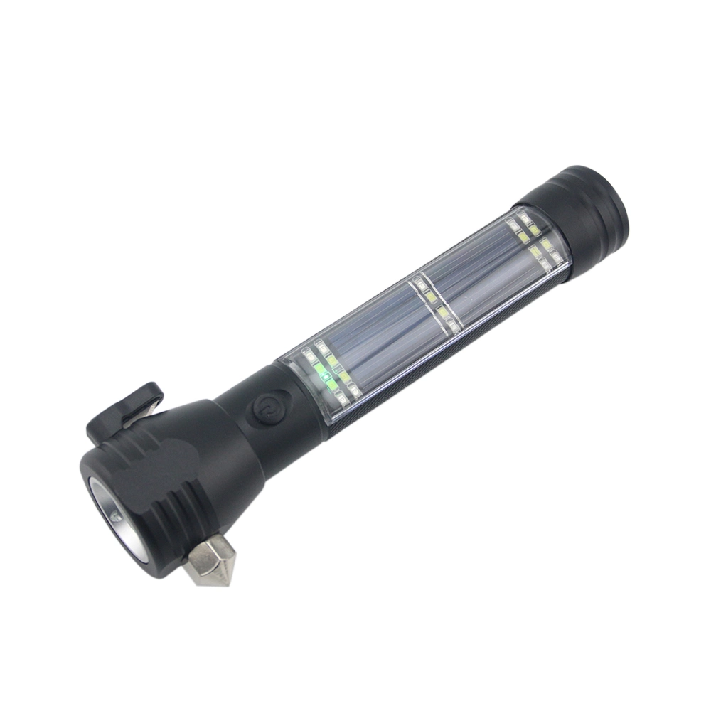 Portable Torch Solar Charge SMD LED Flashlight with Hammer