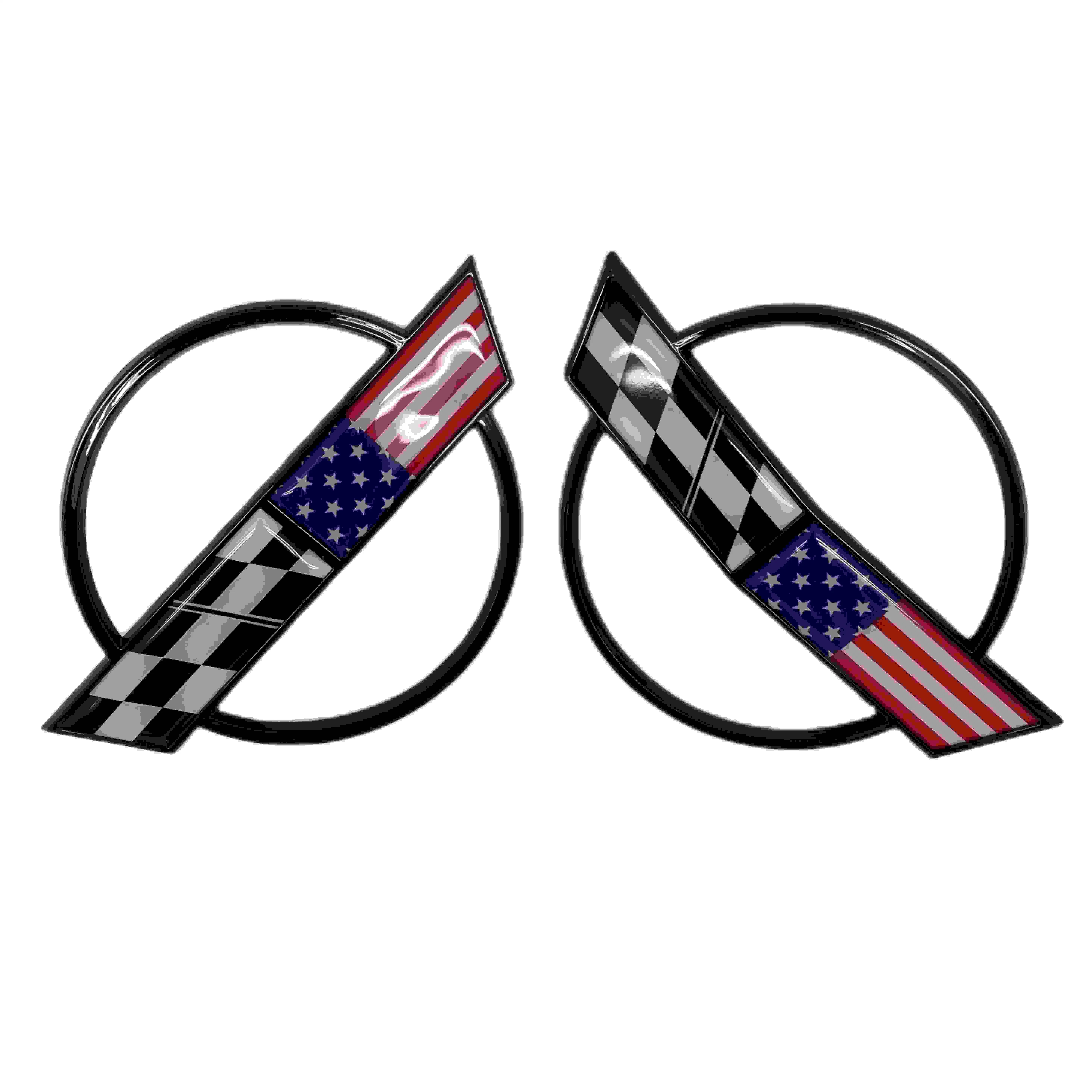 Factory Wholesale/Supplier Customer Logo Fit for Pair Set 1997-2004 C5 Front Nose Emblem and Rear Deck Lid 3D Crossed Flags Badge Replacement