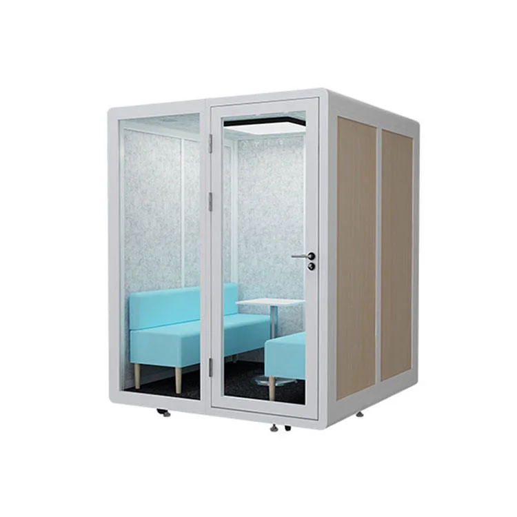 Cheap Price 3 Glasses Wall Soundproof Cabin Green Color Commercial Silent Room Office with Ventilation