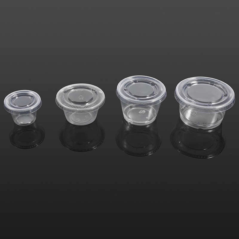 0.75/1/1.5/2/2.5/3.25/4/5.5oz jetables Chutney de ronde en plastique transparent contenant des aliments de CUPS Boîte de rangement avec couvercles